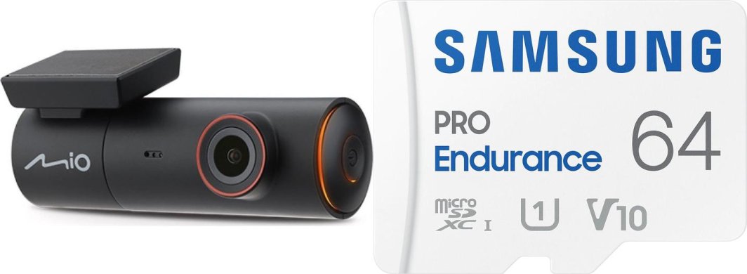 Wideorejestrator Mio Wideorejestrator Mio MiVue J30 + Karta Samsung PRO Endurance 2022 MicroSDXC 64 GB Class 1