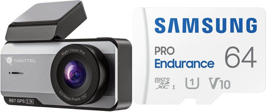 Wideorejestrator Navitel Wideorejestrator Navitel R87 GPS + Karta Samsung PRO Endurance 2022 MicroSDXC 64 GB Class 1