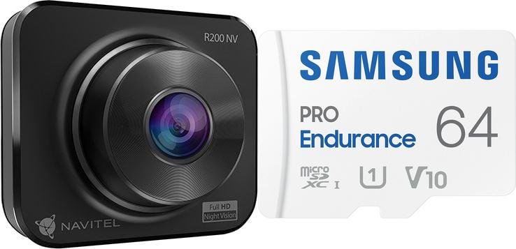 Wideorejestrator Navitel Wideorejestrator Navitel R200 NV + Karta Samsung PRO Endurance 2022 MicroSDXC 64 GB Class 1