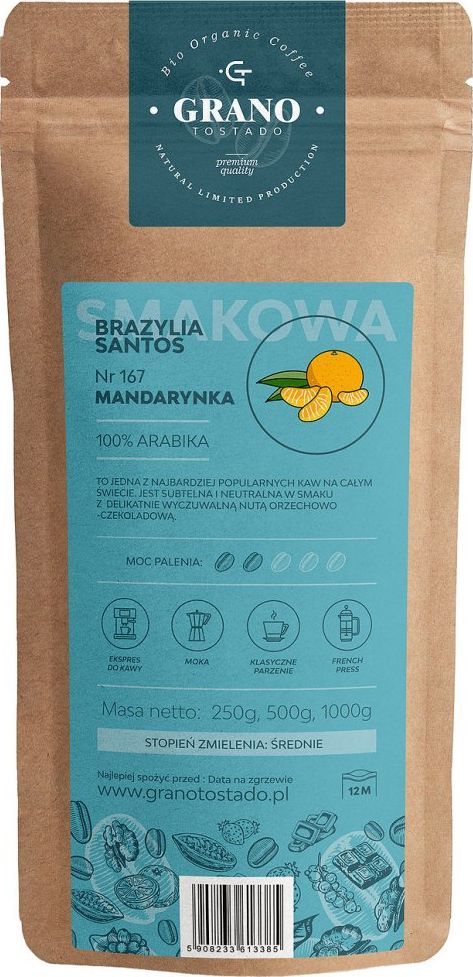 Kawa mielona Grano Tostado Kawa średnio mielona Granotostado MANDARYNKA 1000g 1