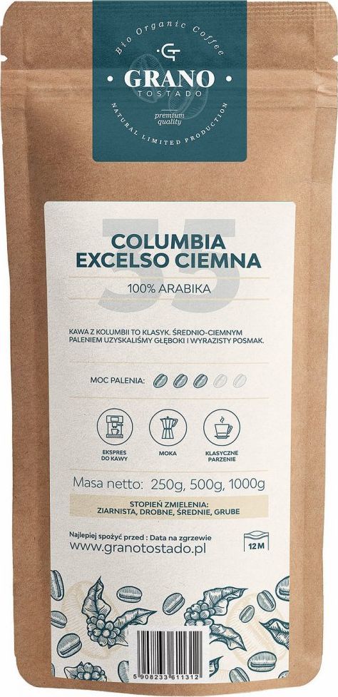 Kawa mielona Grano Tostado Kawa śred.miel. Granotost. COLUMBIA EXEL.CIEM 500g 1