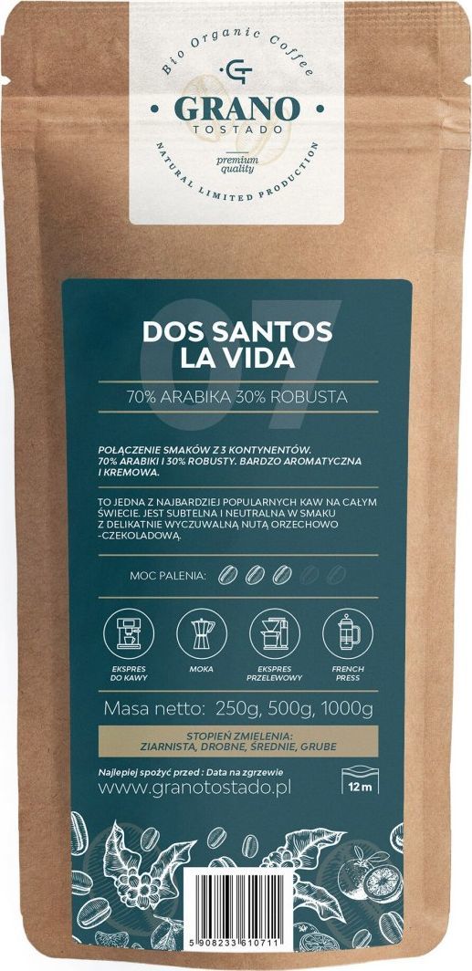 Kawa mielona Grano Tostado Kawa drob.miel. Granotostado DOS SANTOS DA VIDA 1kg 1