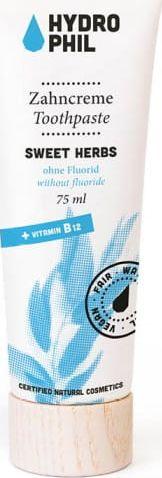 Hydrophil Pasta do zębów bez fluoru z witaminą B12 -słodkie zioła- 75 ml 1