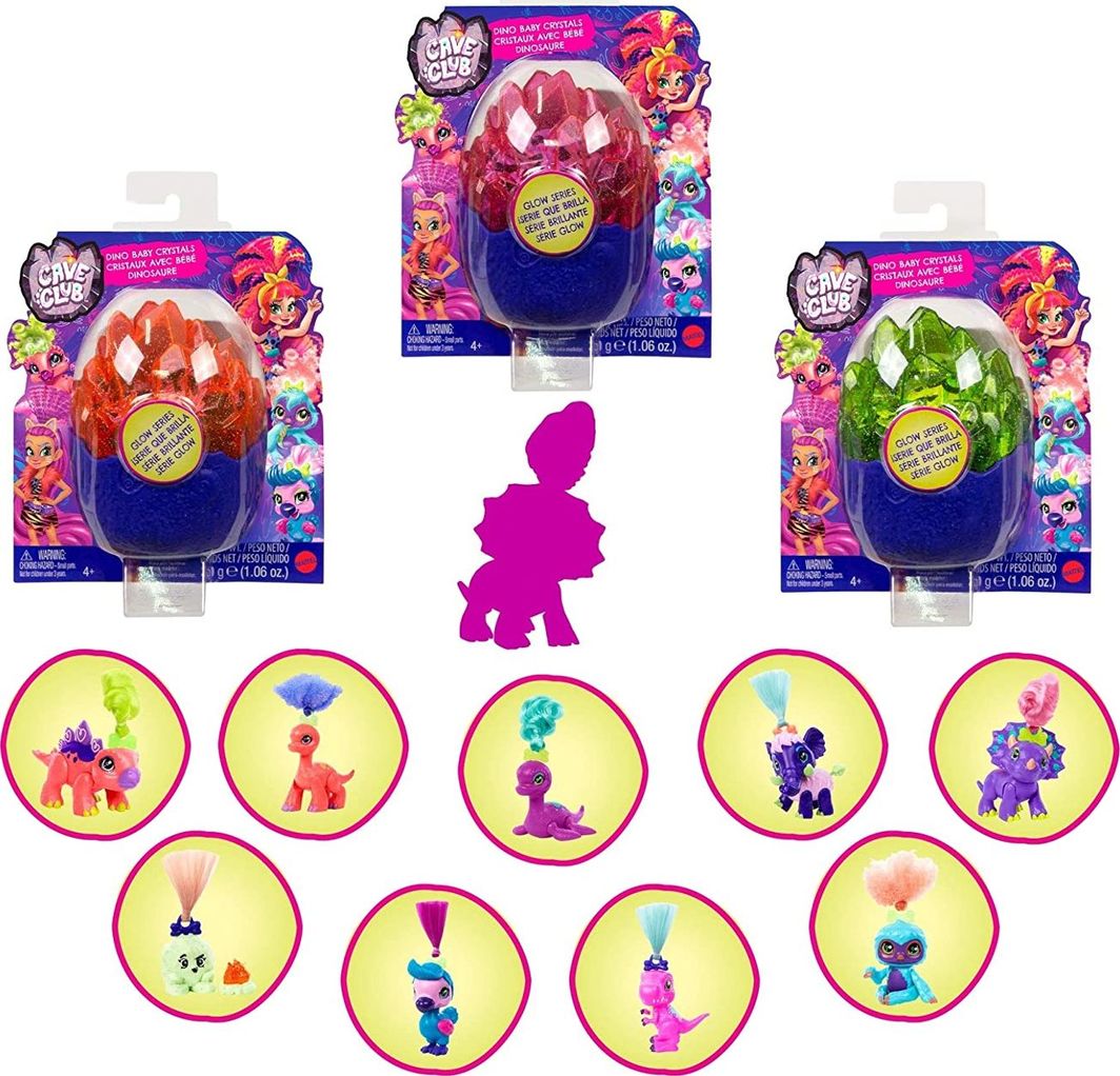 Mattel Cave Club Dino Kryształ świecący w ciemności Seria 2 GVR69 1