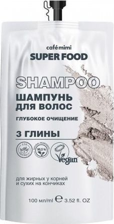 Cafe Mimi Szampon do włosów Głęboko Oczyszczający 3 gliny 100 ml 1