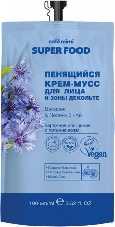 Cafe Mimi Pieniący się kremowy mus do twarzy i dekoltu, Bławatek i Zielona Herbata, 100 ml 1