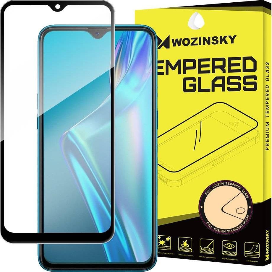 Wozinsky Wozinsky super wytrzymałe szkło hartowane Full Glue na cały ekran z ramką Case Friendly Oppo A12 / A5s / A7 czarny 1