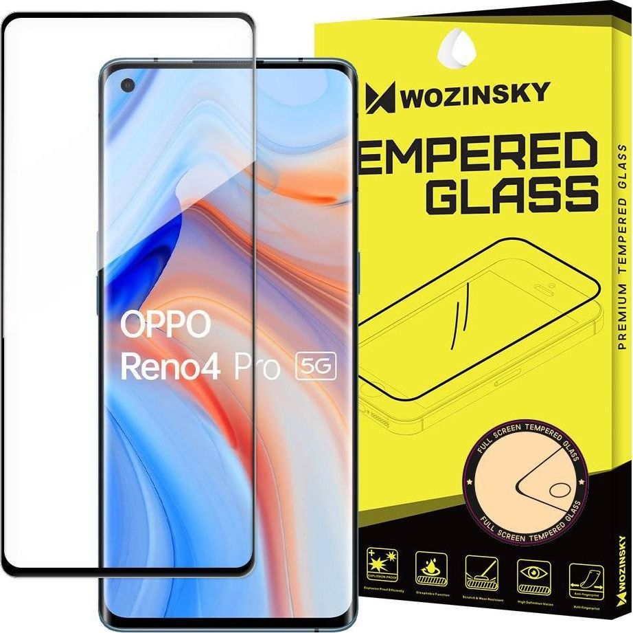 Wozinsky Wozinsky super wytrzymałe szkło hartowane Full Glue na cały ekran z ramką Case Friendly Oppo Reno 4 czarny 1