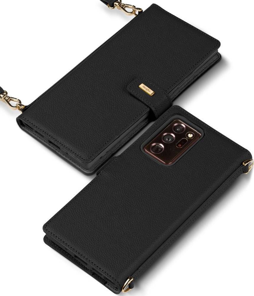Ringke Ringke Folio Signature skórzane etui z klapką i paskiem na ramię do Samsung Galaxy Note 20 Ultra czarny (FS81R55) 1