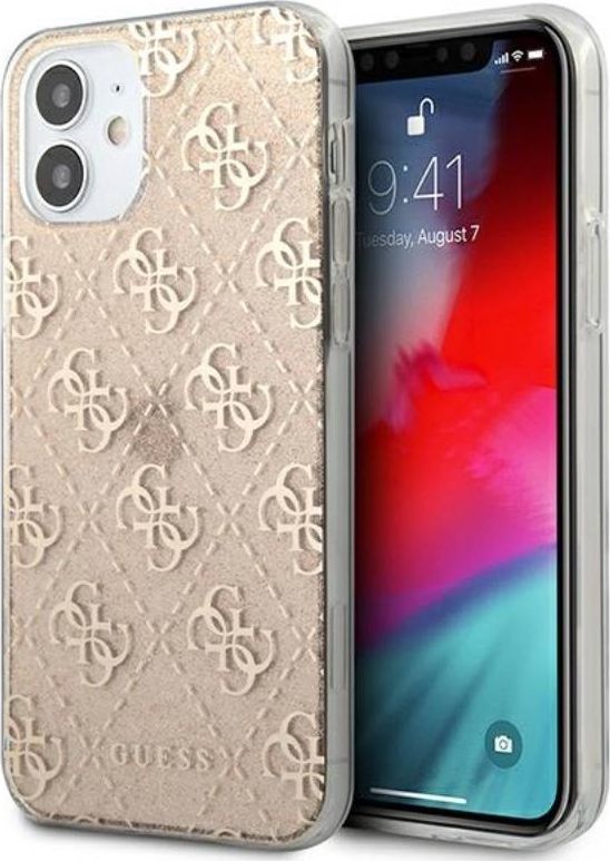 Guess Guess GUHCP12SPCU4GLGO Apple iPhone 12 mini złoty/gold hard case 4G Glitter 1