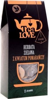 Tea Love Herbata Tea LOVE zielona z kwiatem pomarańczy piramidki (15 szt.) 1