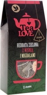 Tea Love Herbata Tea LOVE zielona z wiśnią i migdałami piramidki(15 szt.) 1