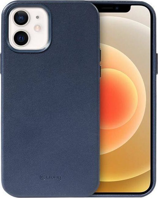 Crong Crong Essential Cover - Etui ze skóry ekologicznej iPhone 12 / iPhone 12 Pro (granatowy) 1