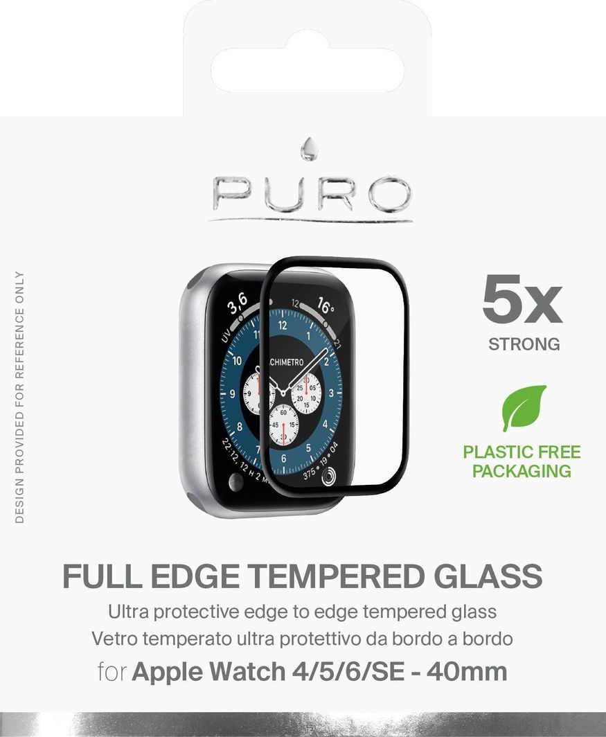 Puro PURO Full Edge Tempered Glass - Szkło ochronne hartowane na ekran Apple Watch 4/5/6/SE 40 mm (czarna ramka) 1
