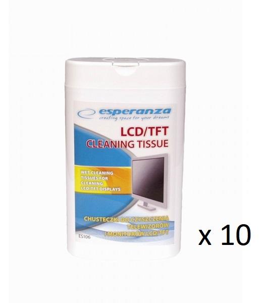 Esperanza Chusteczki nawilżane do czyszczenia ekranów LCD/TFT 100 szt. 10 op. (ES106) 1