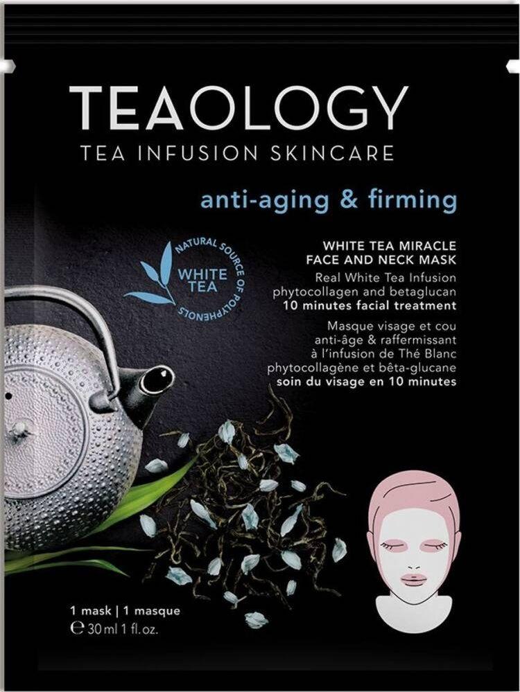 Teaology Przeciwzmarszczkowa maseczka na twarz i szyję z naparem z białej herbaty 1