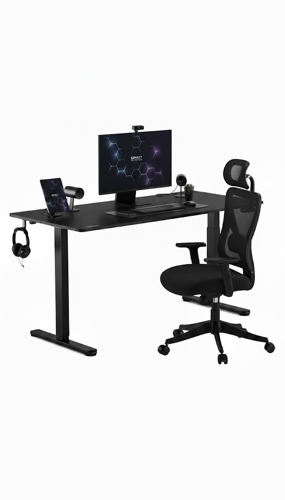 Krzesło biurowe SENSE7 Krzesło Tone Czarne + Biurko Nojo Czarne 140x70 cm Black 1