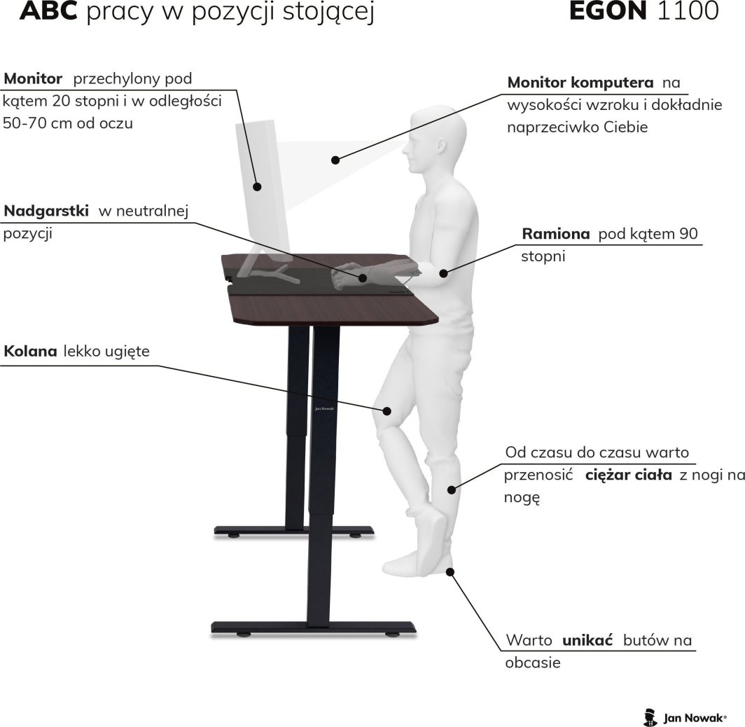 Fotel Diablo Chairs X-ONE 2.0 NORMAL czarno-biały + EGON 1100 Orzechowe 110 cmx60 cm 1