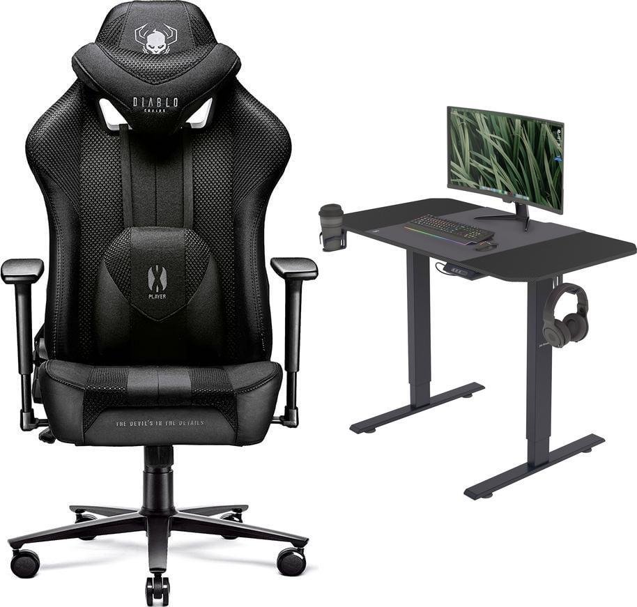 Fotel Diablo Chairs X-PLAYER 2.0 Normal Size Czarny + EGON 1100 Czarne 110 cmx60 cm 1