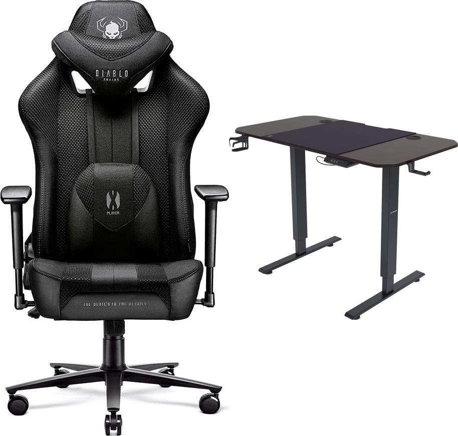 Fotel Diablo Chairs X-PLAYER 2.0 Normal Size Czarny + EGON 1100 Orzechowe 110 cmx60 cm 1