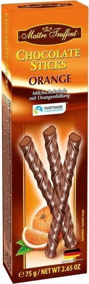 MaitreTruffout MaitreTruffout Pałeczki Pomarańczowe w Mlecznej Czekoladzie 75 g 1