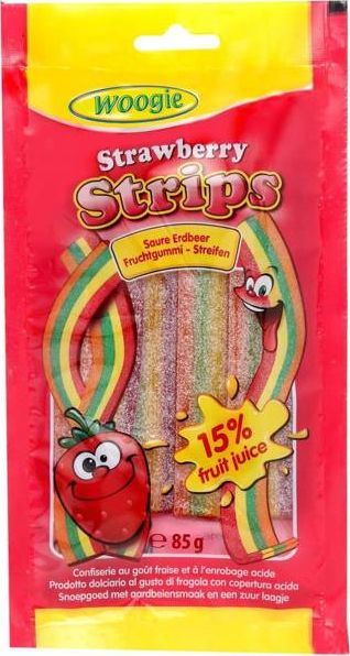 Woogie Woogie Sour Strawberry Żelki Truskawkowe Kwaśne 85 g 1