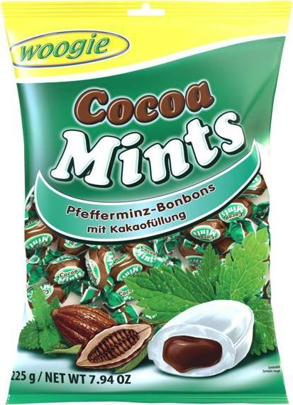 Woogie Woogie Cukierki Miętowe z Nadzieniem Kakaowym 225 g 1