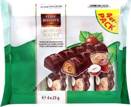 Feiny Biscuits Feiny Biscuits Batoniki Waflowe z Kremem Mleczno-Orzechowym 4x23 g 1