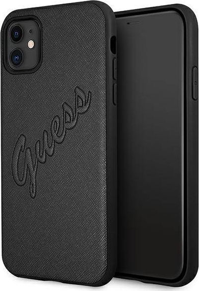 Guess Guess GUHCN61RSAVSBK iPhone 11 czarny/black hardcase Saffiano Vintage Script 1