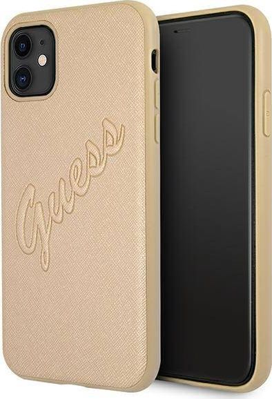 Guess Guess GUHCN61RSAVSLG iPhone 11 złoty/gold hardcase Saffiano Vintage Script 1