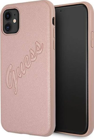 Guess Guess GUHCN61RSAVSRG iPhone 11 różowy/pink hardcase Saffiano Vintage Script 1