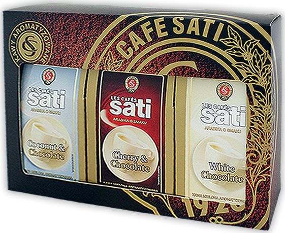 Kawa mielona Sati Cafe zestaw kaw aromatyzowanych 3x200g BOX 1