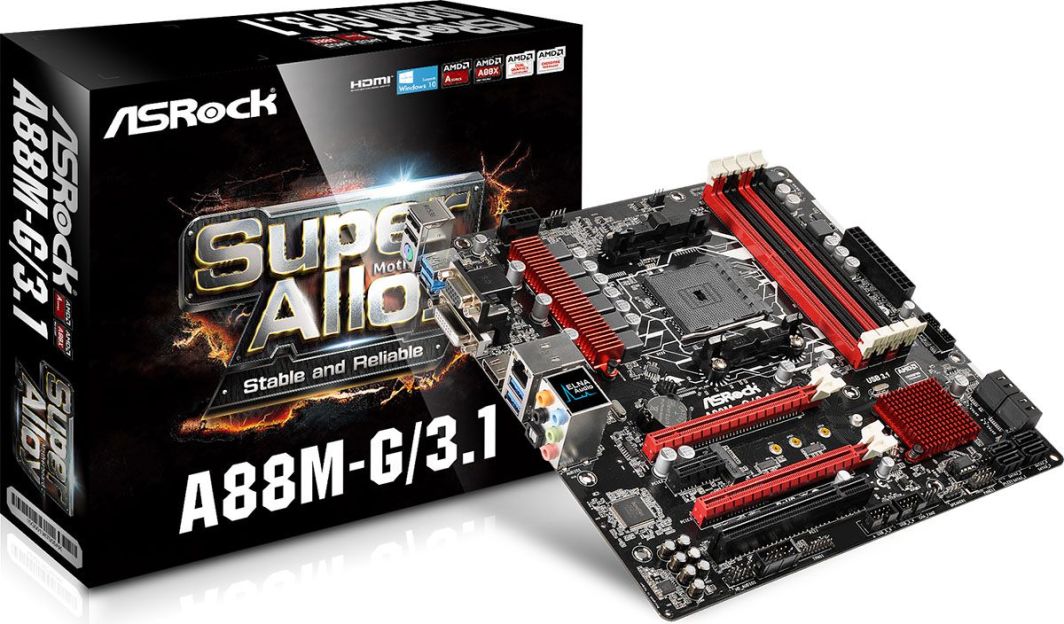 Płyta główna ASRock A88M-G/3.1, FM2+, DDR3, SATA3, USB 3.1, mATX (90-MXB100-A0UAYZ) 1