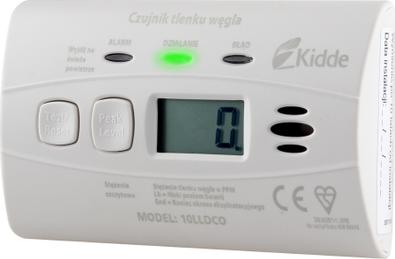 Kidde Czujnik czadu, tlenku węgla, KIDDE 10LLDCO z wbudowaną baterią. 1
