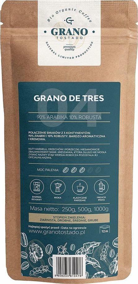 Kawa mielona Grano Tostado Kawa śred. mielona Granotostado GRANO DE TRES 250g 1