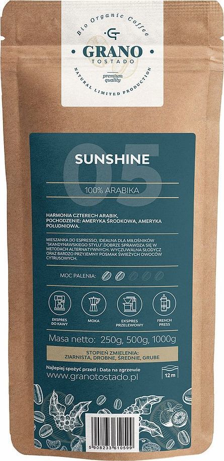 Kawa mielona Grano Tostado Kawa średnio mielona Granotostado SUNSHINE 1000g 1
