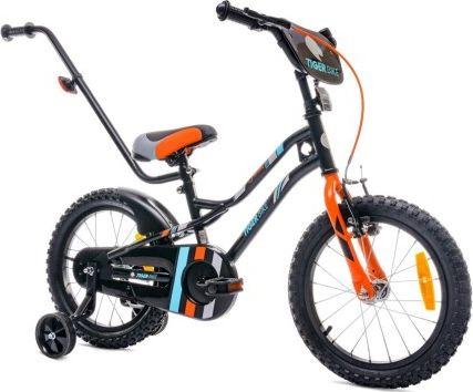 Sun Baby Rowerek dla chłopca 16 cali Tiger Bike z pchaczem czarno - pomarańczow - turkusowy 1