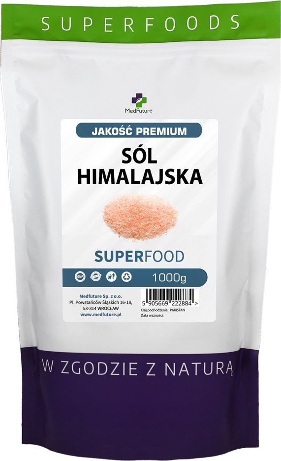 MedFuture Sól Himalajska 1000g Różowa 100% Naturalna - 1 kg 1