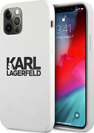 Karl Lagerfeld Karl Lagerfeld KLHCP12LSLKLWH iPhone 12 Pro Max 6,7" Silicone Stack Logo biały/white 1