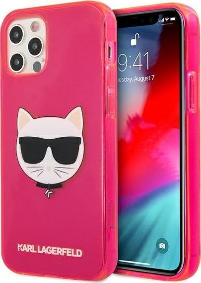 Karl Lagerfeld Karl Lagerfeld KLHCP12MCHTRP iPhone 12/12 Pro 6,1" różowy/pink hardcase Glitter Choupette Fluo 1