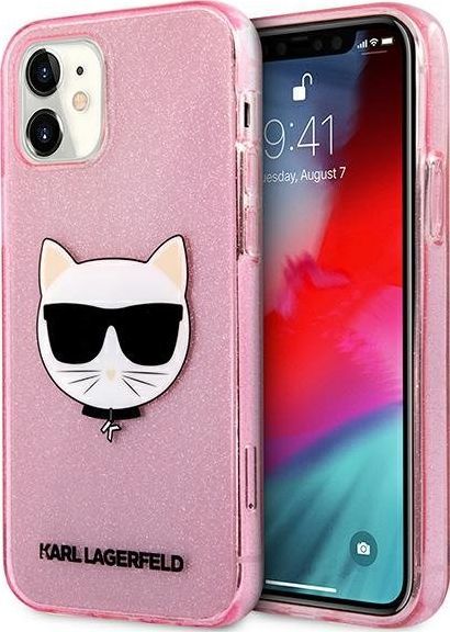 Karl Lagerfeld Karl Lagerfeld KLHCP12SCHTUGLP iPhone 12 mini 5,4" różowy/pink hardcase Glitter Choupette 1