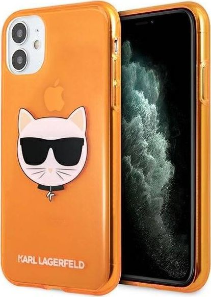 Karl Lagerfeld Karl Lagerfeld KLHCN61CHTRO iPhone 11 pomarańczowy/orange hardcase Glitter Choupette Fluo 1