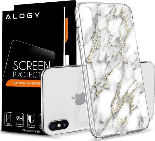 Spigen Etui Spigen Ciel do Apple iPhone XS Max Cecile Glossy Marble + Szkło 1