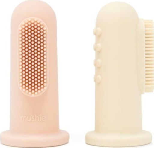 Mushie 2 Pierwsze szczoteczki na palec Blush & Shifting Sand Mushie 1