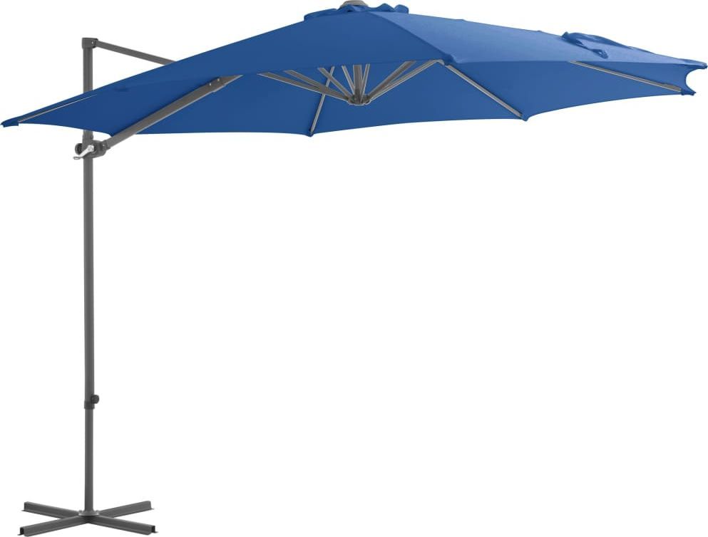vidaXL Parasol wiszący na stalowym słupku, 300 cm, lazurowy 1