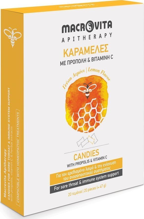 Macrovita MACROVITA cukierki o smaku cytrynowym z propolisem, wit. C i ziołami 20 szt. 1