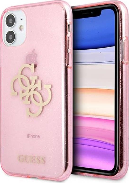 Guess Guess GUHCN61PCUGL4GPI iPhone 11 6,1" różowy/pink hard case Glitter 4G Big Logo 1