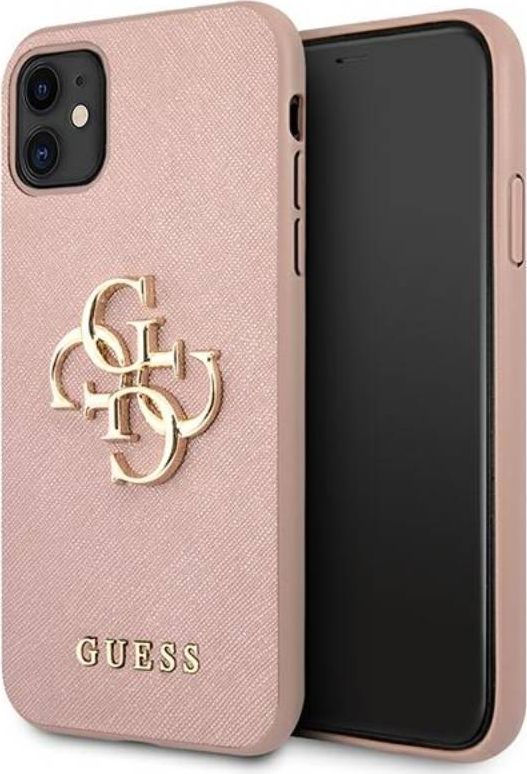 Guess Guess GUHCN61SA4GGPI iPhone 11 6,1" różowy/pink hardcase Saffiano 4G Metal Logo 1
