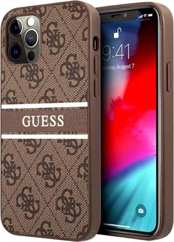 Guess Guess GUHCP12L4GDBR iPhone 12 Pro Max 6,7" brązowy/brown hardcase 4G Stripe 1