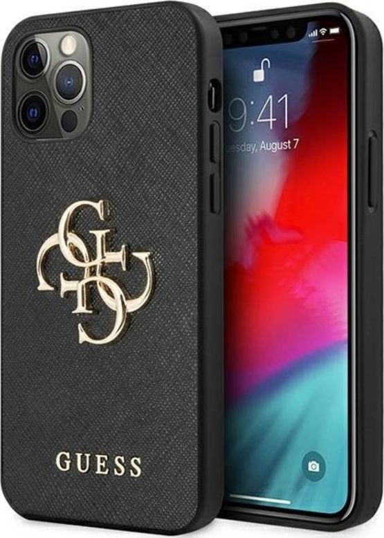 Guess Guess GUHCP12MSA4GGBK iPhone 12/12 Pro 6,1" czarny/black hardcase Saffiano 4G Metal Logo 1